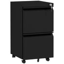 Black Steel 2-Drawer Mobile Filing Cabinet for Letter, A4, Legal Size