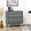 Dark Grey 3-Drawer Storage Chest for Bedroom & Living Room, 80x40x80cm