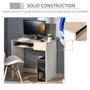 Oak Compact Computer Desk with Keyboard Tray - Study Office Writing Table