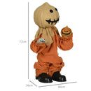 Black Halloween Scarecrow with Light-Up Eyes and Sound Activation