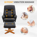 Black Faux Leather Massage Recliner with Footrest