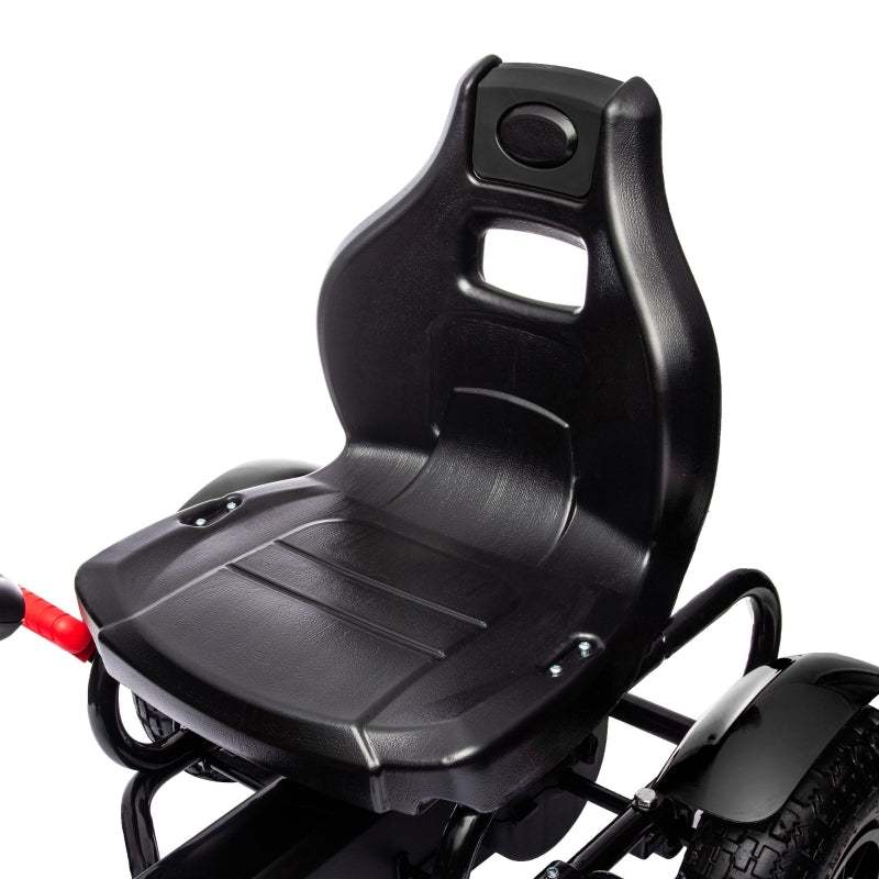 Black Metal Kids Pedal Go Kart with Adjustable Seat & Inflatable Tyres
