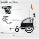 2-Seater Bike Trailer Baby Child Carrier Steel Frame Black White