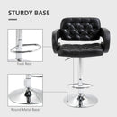 Black Swivel Bar Stool with Back and Armrest, Height Adjustable