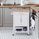 White Kitchen Storage Trolley Cart with Rolling Wheels and Drawer