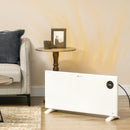 2000W White Electric Convector Heater - Adjustable Thermostat, Timer