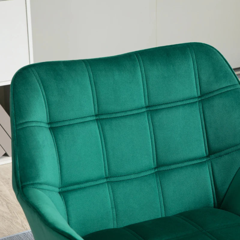 Green Upholstered Armchair with Wide Arms and Slanted Back