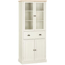 Cream White 5-Tier Freestanding Kitchen Storage Cabinet with Adjustable Shelves and Drawer