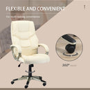 High Back Cream White Office Chair with Rocking Function