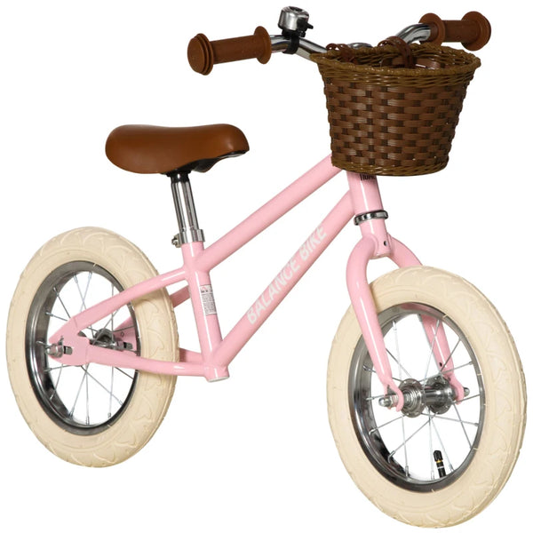Kids Pink Balance Bike for 3-6 Year Olds with Adjustable Handlebars & Accessories