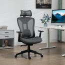 Grey Ergonomic Mesh Office Chair with Adjustable Headrest and Lumbar Support