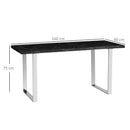 Black Marble Effect Dining Table for 6-8 People - 160 cm