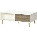White Modern Coffee Table with Storage Shelves and Drawers