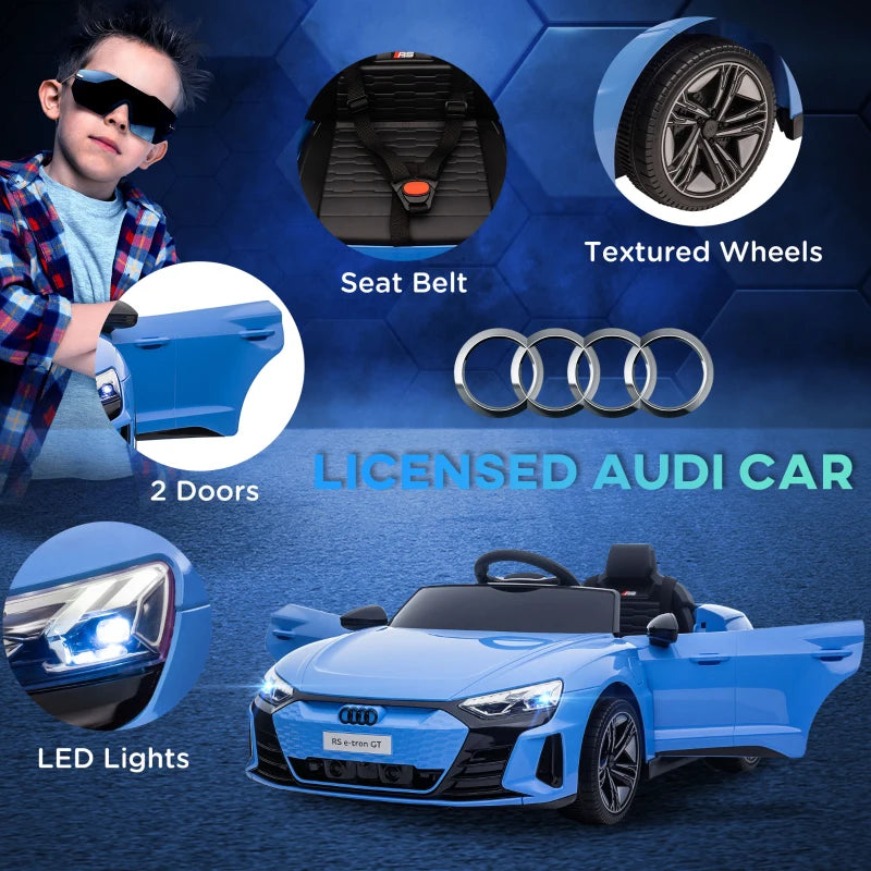 Blue Audi Licensed 12V Kids Electric Ride-On Car with Remote Control