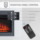 White Electric Fireplace Heater with Remote Control - 2000W, LED Flame Effect