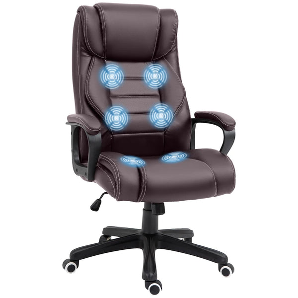 Brown High Back Executive Office Chair with Vibration Massage