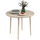 Round Drop Leaf Dining Table, Natural Wood, Seats 4