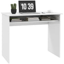 White Modern Home Office Desk with Storage Shelf - 90 x 50cm