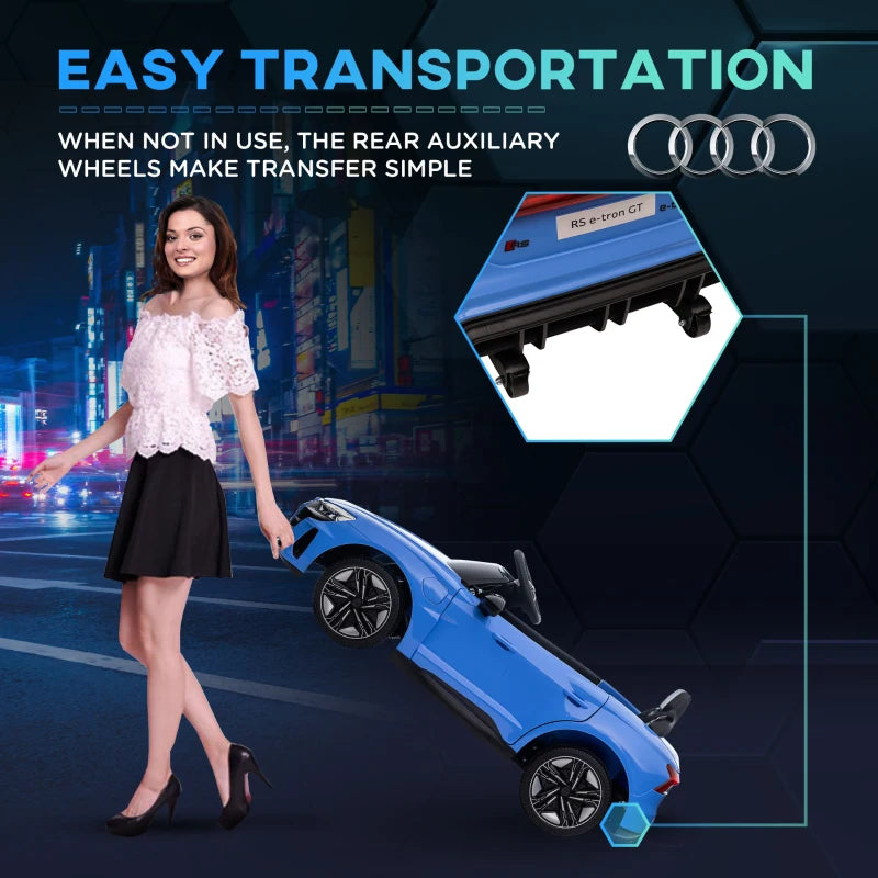 Blue Audi Licensed 12V Kids Electric Ride-On Car with Remote Control