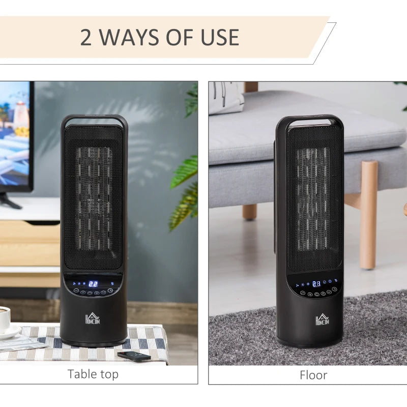 Black Ceramic Fan Space Heater with Remote Control