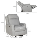 Grey Electric Reclining Chair with USB Port and Footrest
