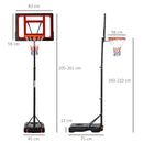 Adjustable Height Portable Basketball Hoop Stand with Sturdy Rim and Large Wheels - Black