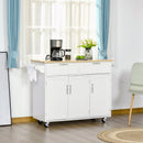White Kitchen Island Cart with Storage Drawers and Cabinets