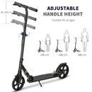 Blue Folding Kick Scooter with Adjustable Height and Dual Brake