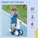Blue Toddler Balance Bike, Anti-Slip Handlebars, 4 Wheels, No Pedal - Ages 18-36 Months
