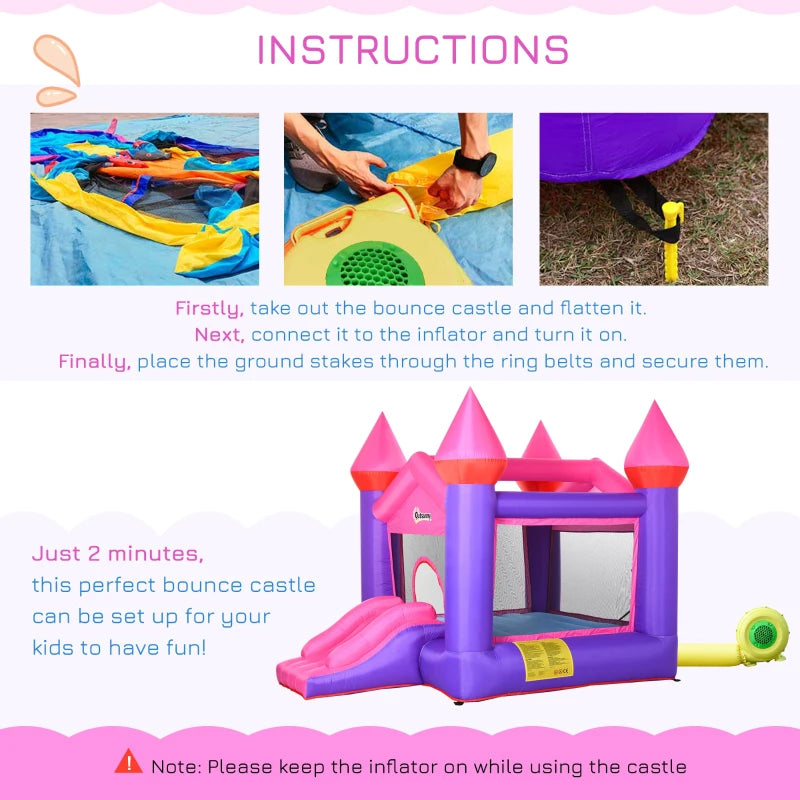 Kids' Inflatable Bounce Castle Trampoline Slide Set - Blue