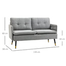 Grey Two Seater Button Tufted Sofa with Cushions