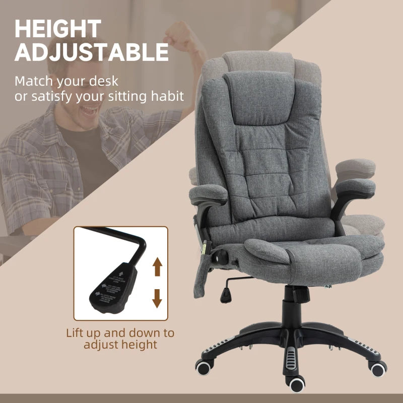 Grey Heated Massage Recliner Chair with 6 Massage Points