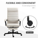 Cream White High-Back Swivel Office Chair with Footrest