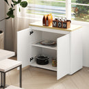 White Kitchen Storage Cabinet with Double Doors and Adjustable Shelf