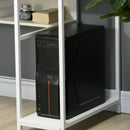 White Home Office Desk with Storage, 120 x 60cm, 2 Shelves, Steel Frame