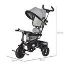 Grey 2-in-1 Cloth Tricycle Stroller for Toddlers