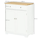 White Kitchen Storage Sideboard with Solid Wood Top
