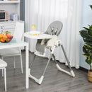 Grey Foldable PU Highchair for Babies