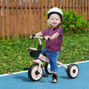 Kids Pink Trike with Adjustable Seat, Basket & Bell - Ages 2-5