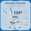 White and Blue Racing Gaming Chair with Footrest and Swivel Seat