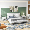 White Square Bedside Table Set with Drawer and Shelf