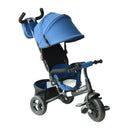 Blue 4-in-1 Kids Tricycle with Parent Handle, Canopy, and Safety Belt