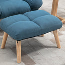 Blue Reclining Armchair with Ottoman and Adjustable Backrest