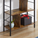 Rustic Brown 5-Tier Metal Frame Storage Shelf Bookcase