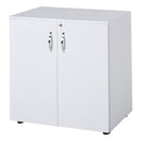 White 2-Tier Lockable Office Storage Cabinet with 2 Keys
