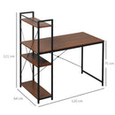 Industrial Walnut and Black Reversible Computer Desk with Storage Shelves