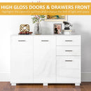 White Modern Sideboard with Drawers and Doors