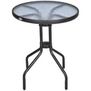 Round Glass Outdoor Bistro Table - 60cm Diameter (Black)