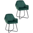 Green Velvet Accent Chairs, Set of 2 - Modern Armchairs for Living Room, Bedroom, Dining Room