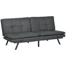 Grey Tufted 3 Seater Sofa Bed with Adjustable Armrests and Backrest